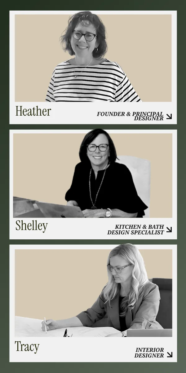 Heather — founder and principal designer, smiling in a striped shirt.